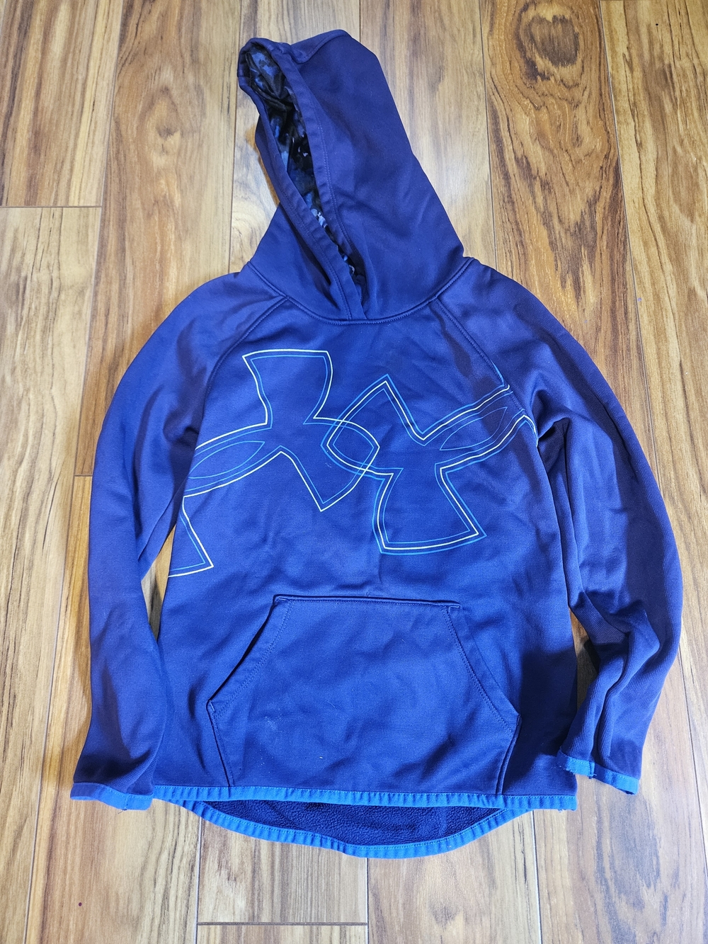 Under Armour Kids Pueple Hooded Pullover with Light Blue Logo